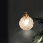 Pendant Light | Etched Leaf Glass Globe & Antique-Style Mount