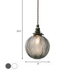 Pendant Light | Etched Leaf Glass Globe & Antique-Style Mount