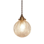Pendant Light | Etched Leaf Glass Globe & Antique-Style Mount