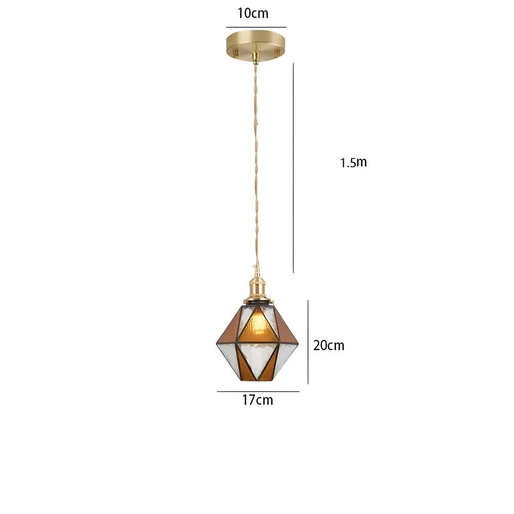 Pendant Light | Geometric Copper Glass | 120 cm Adjustable Chain