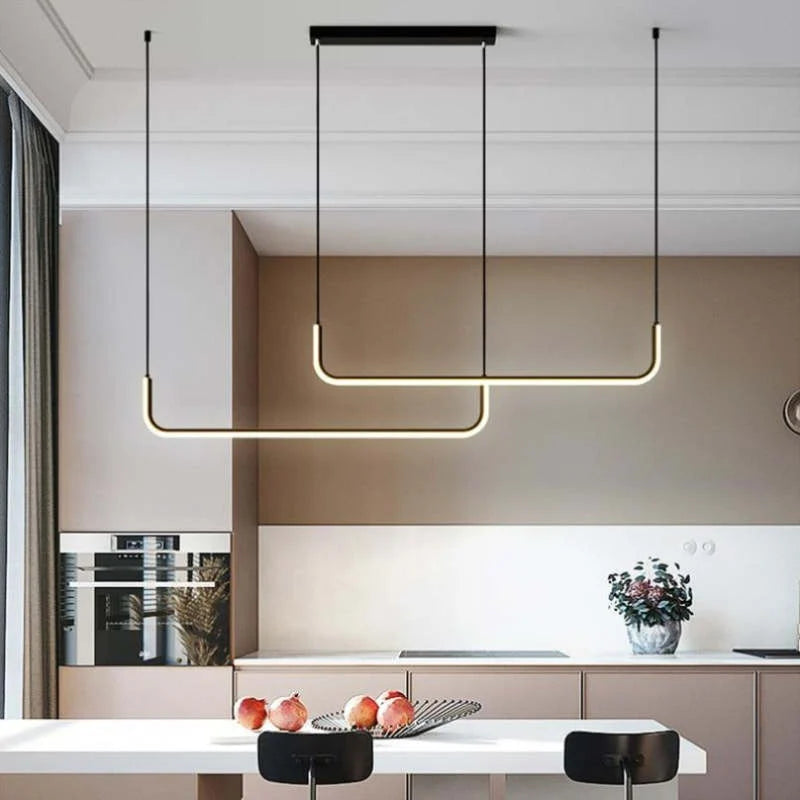 Pendant Light | Geometric Linear LED & Height-Adjustable