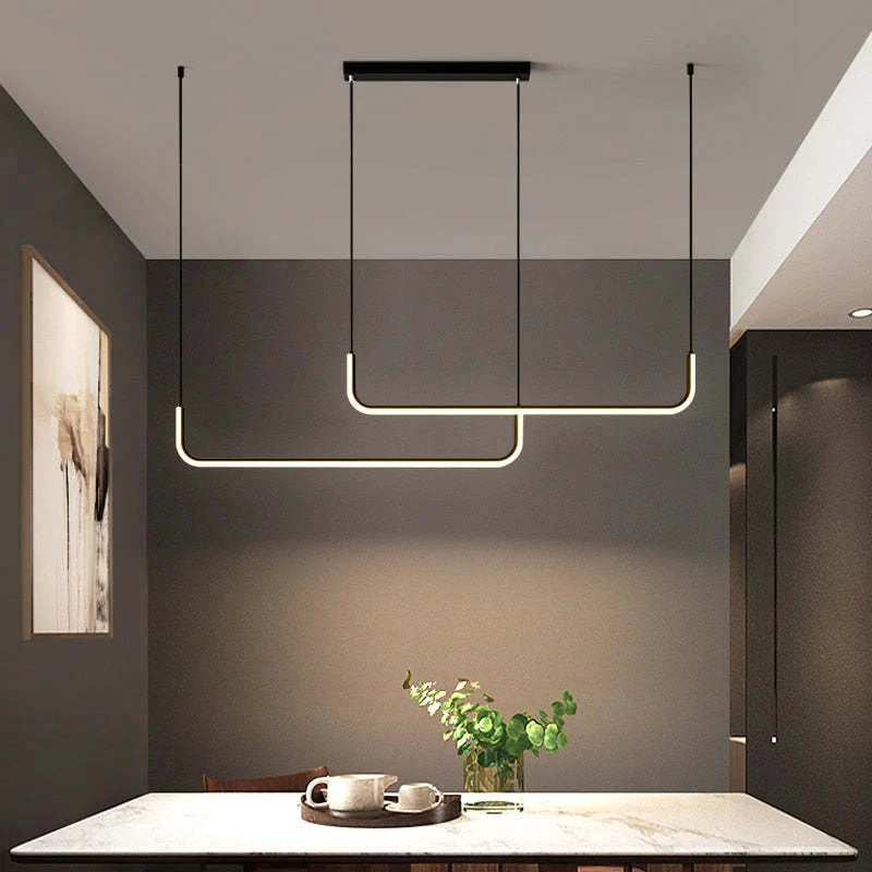 Pendant Light | Geometric Linear LED & Height-Adjustable