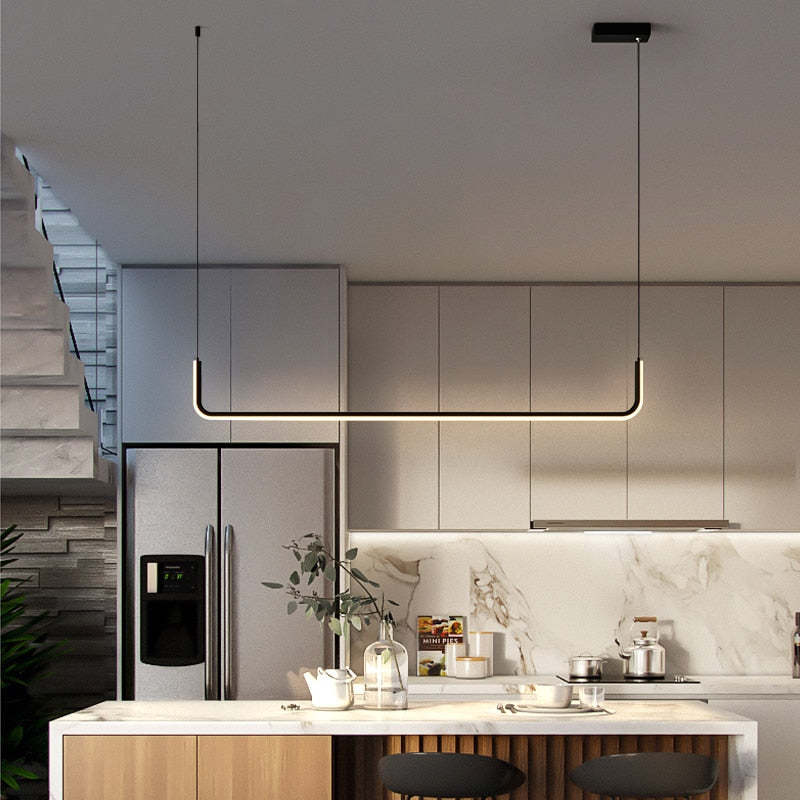 Pendant Light | Geometric Linear LED & Height-Adjustable