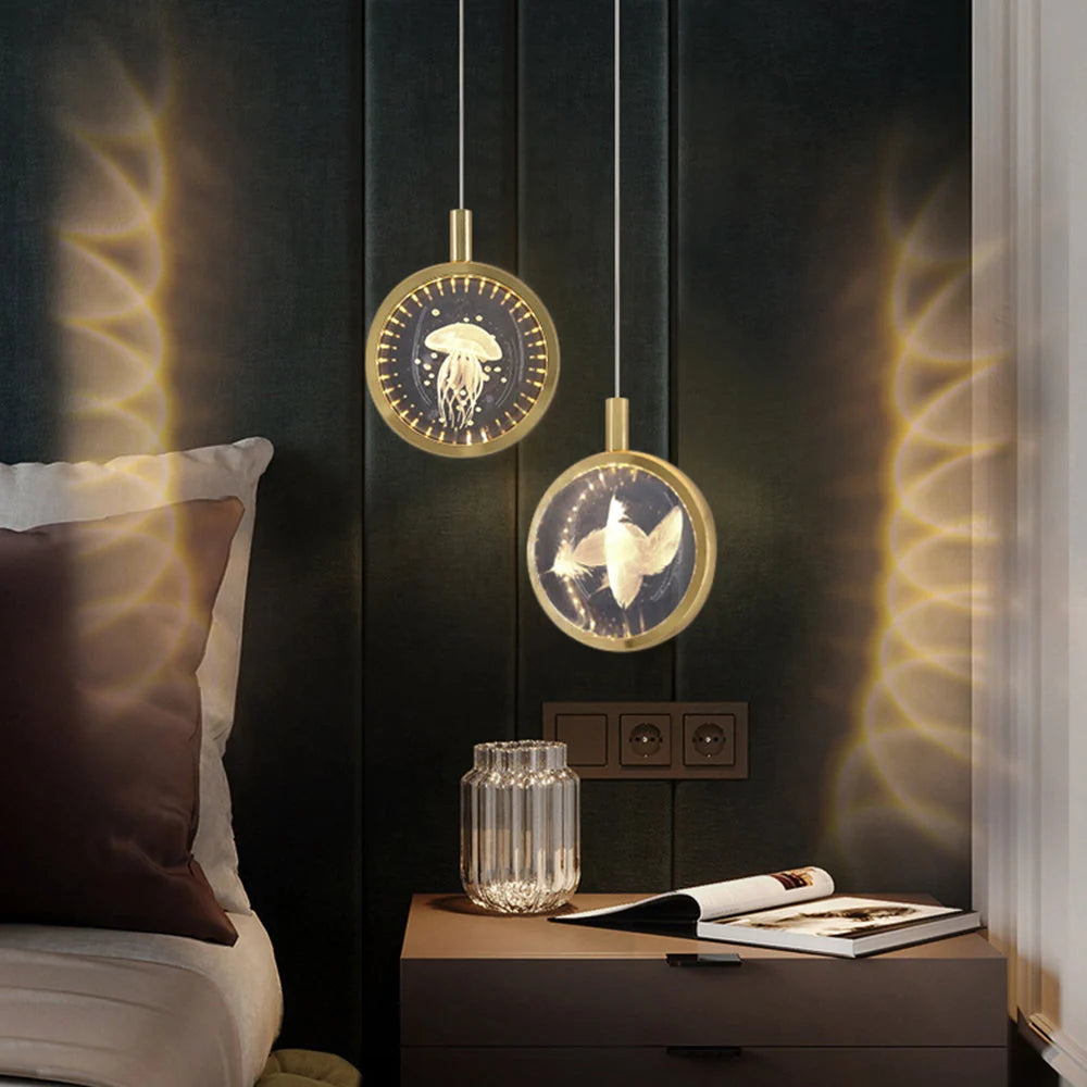 Pendant Light | Gold Metal & Crystal Globe | Warm LED Included