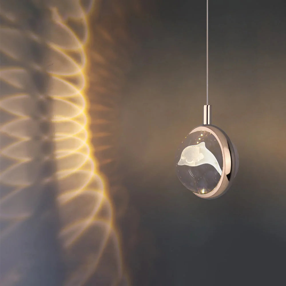 Pendant Light | Gold Metal & Crystal Globe | Warm LED Included