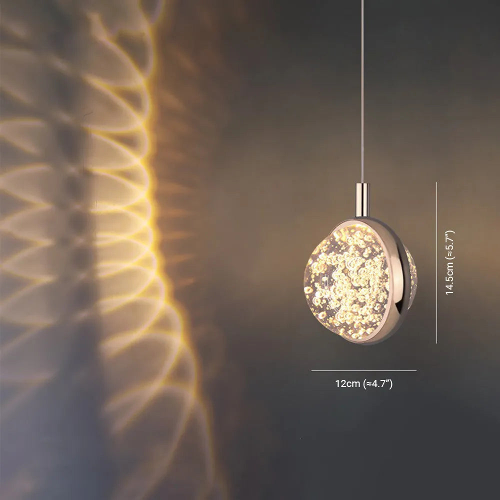 Pendant Light | Gold Metal & Crystal Globe | Warm LED Included