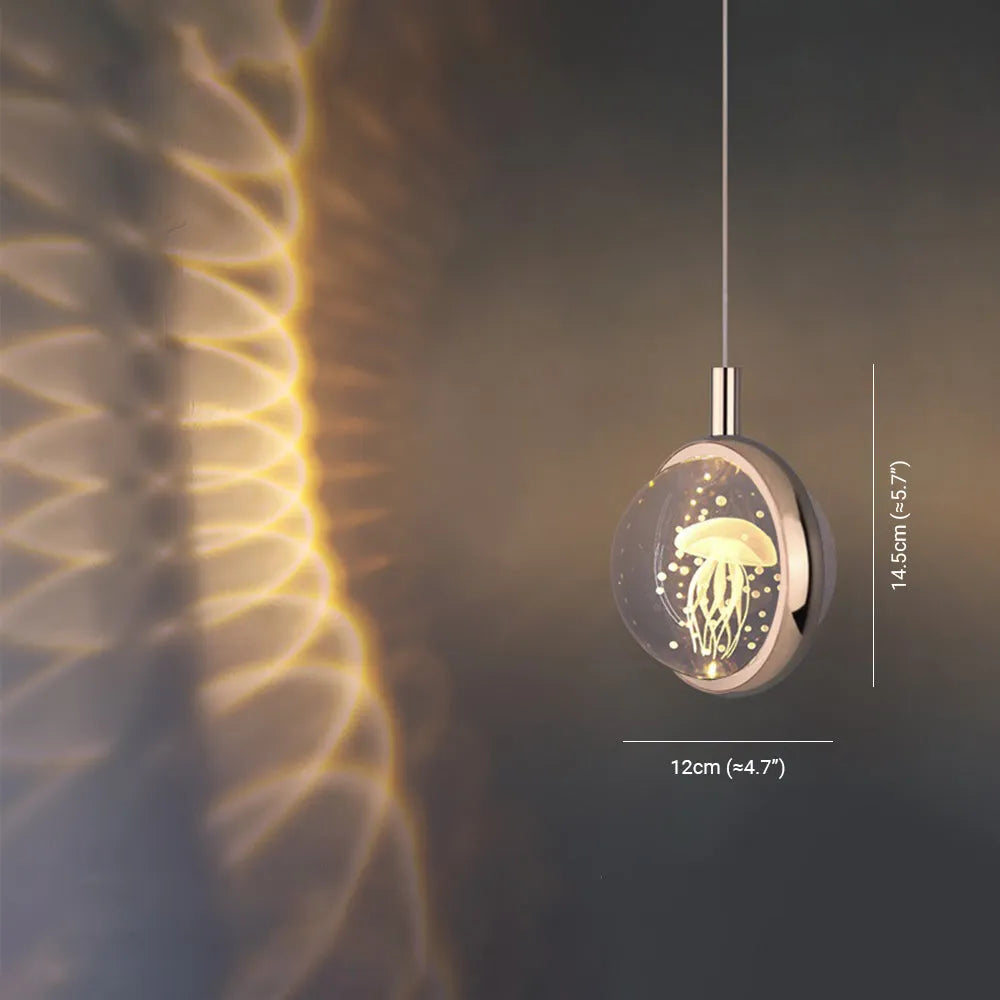 Pendant Light | Gold Metal & Crystal Globe | Warm LED Included