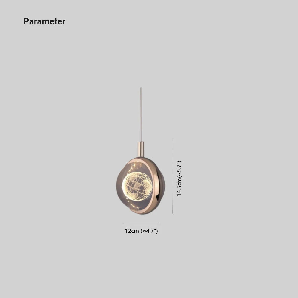 Pendant Light | Gold Metal & Crystal Globe | Warm LED Included