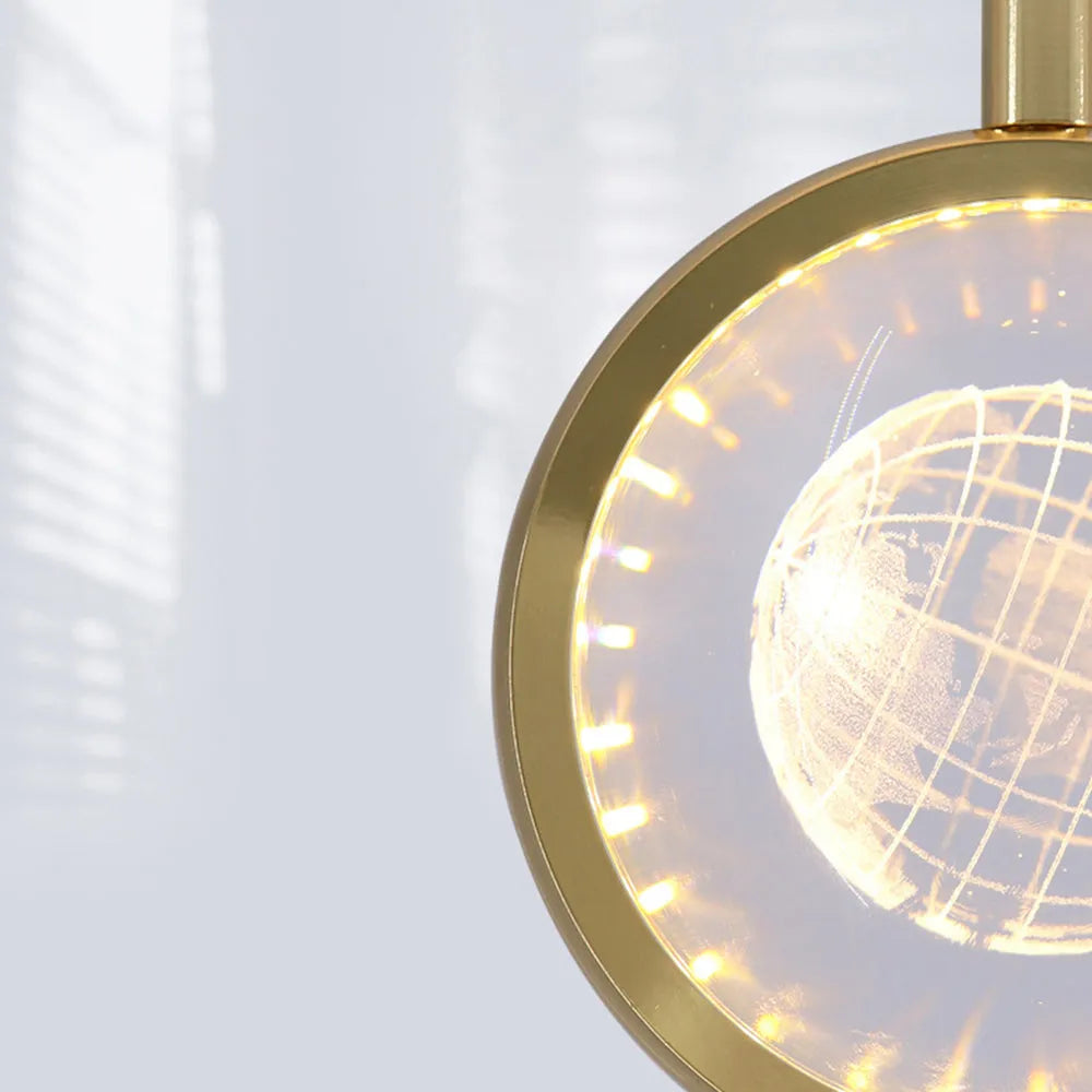 Pendant Light | Gold Metal & Crystal Globe | Warm LED Included