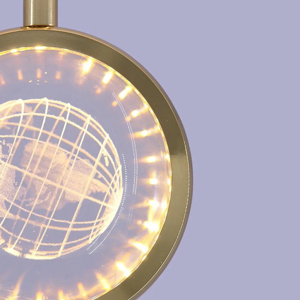 Pendant Light | Gold Metal & Crystal Globe | Warm LED Included
