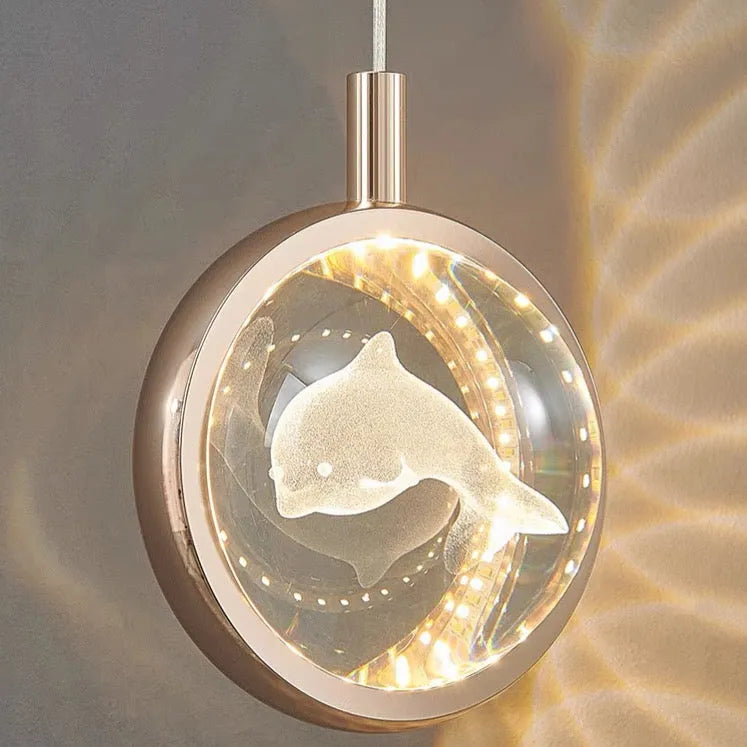 Pendant Light | Gold Metal & Crystal Globe | Warm LED Included