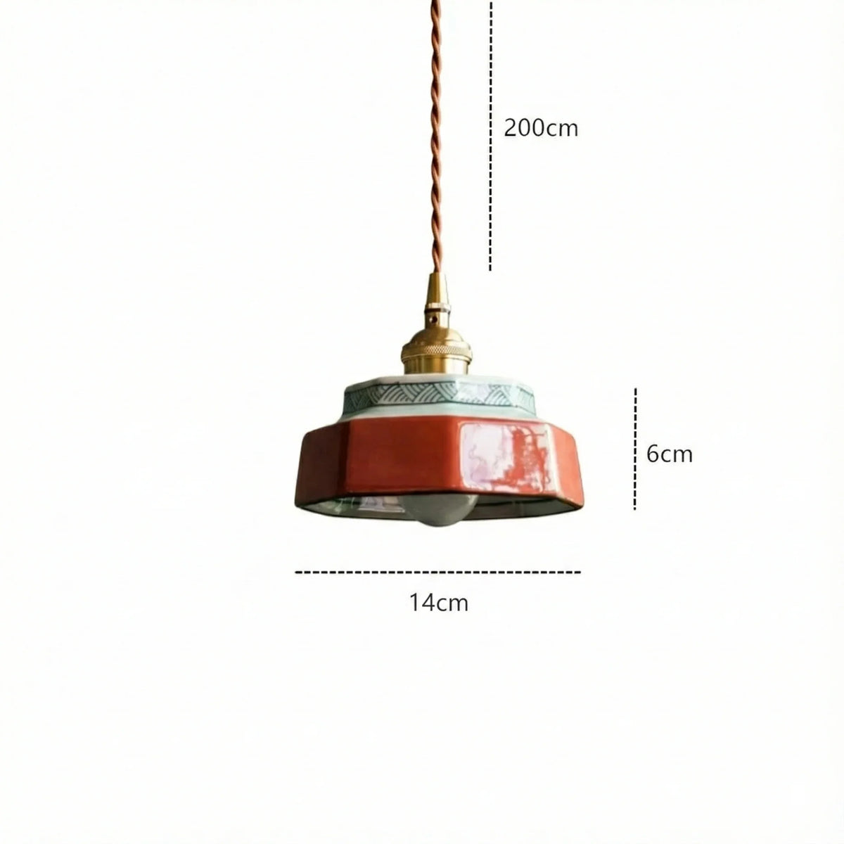 Pendant Light | Hand-Painted Porcelain & Polished Copper | 200 cm Adjustable Cord