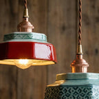 Pendant Light | Hand-Painted Porcelain & Polished Copper | 200 cm Adjustable Cord