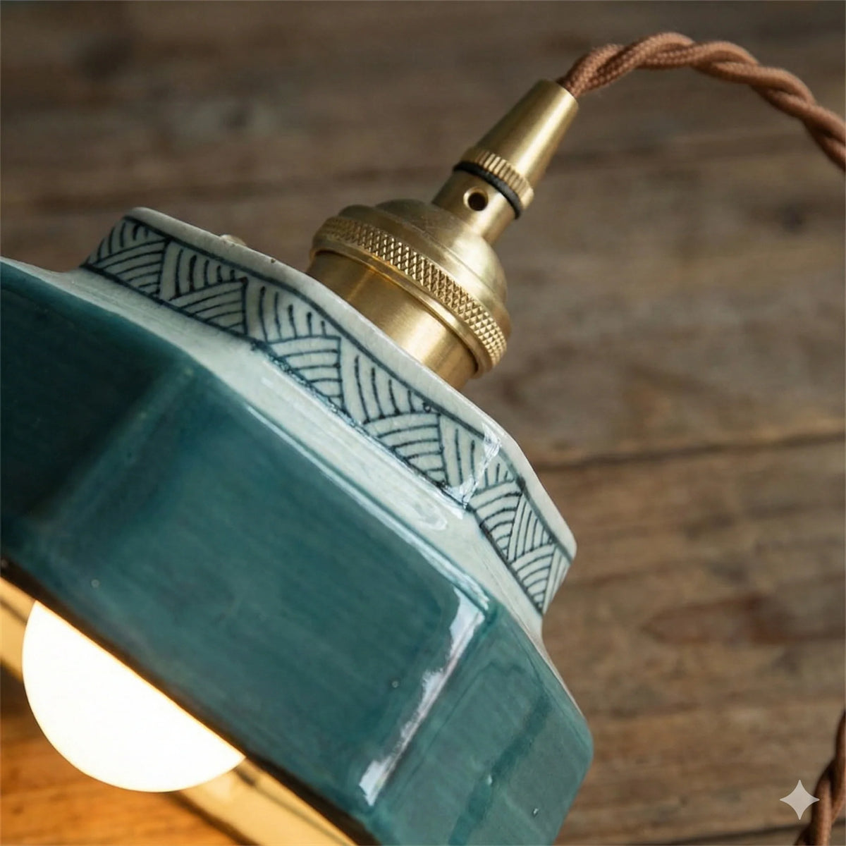 Pendant Light | Hand-Painted Porcelain & Polished Copper | 200 cm Adjustable Cord