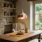 Pendant Light | Hand-Painted Porcelain & Polished Copper | 200 cm Adjustable Cord
