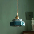 Pendant Light | Hand-Painted Porcelain & Polished Copper | 200 cm Adjustable Cord