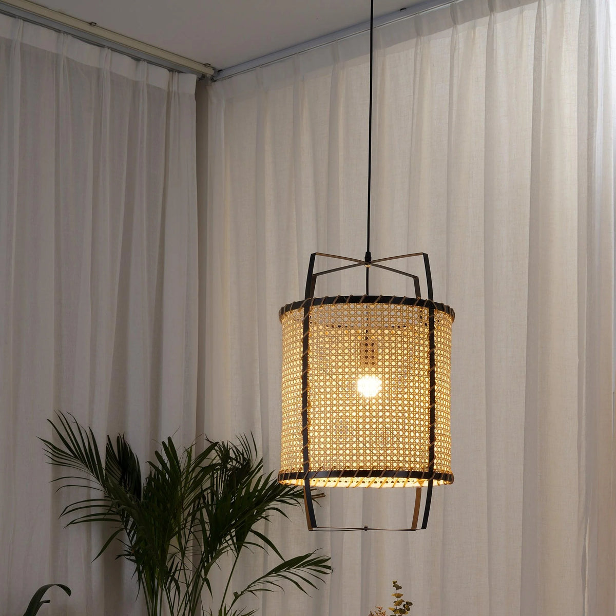 Pendant Light | Handwoven Rattan & Bamboo Shade | 40 cm Diameter