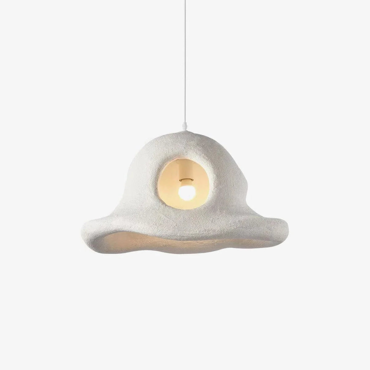 Pendant Light | Hat-Shaped White & Metal Accents | E26/E27 Base