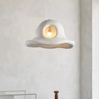 Pendant Light | Hat-Shaped White & Metal Accents | E26/E27 Base