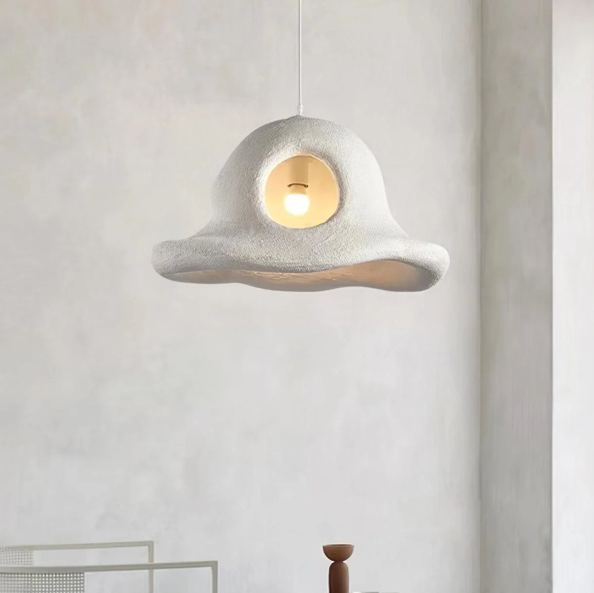 Pendant Light | Hat-Shaped White & Metal Accents | E26/E27 Base