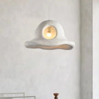 Pendant Light | Hat-Shaped White & Metal Accents | E26/E27 Base