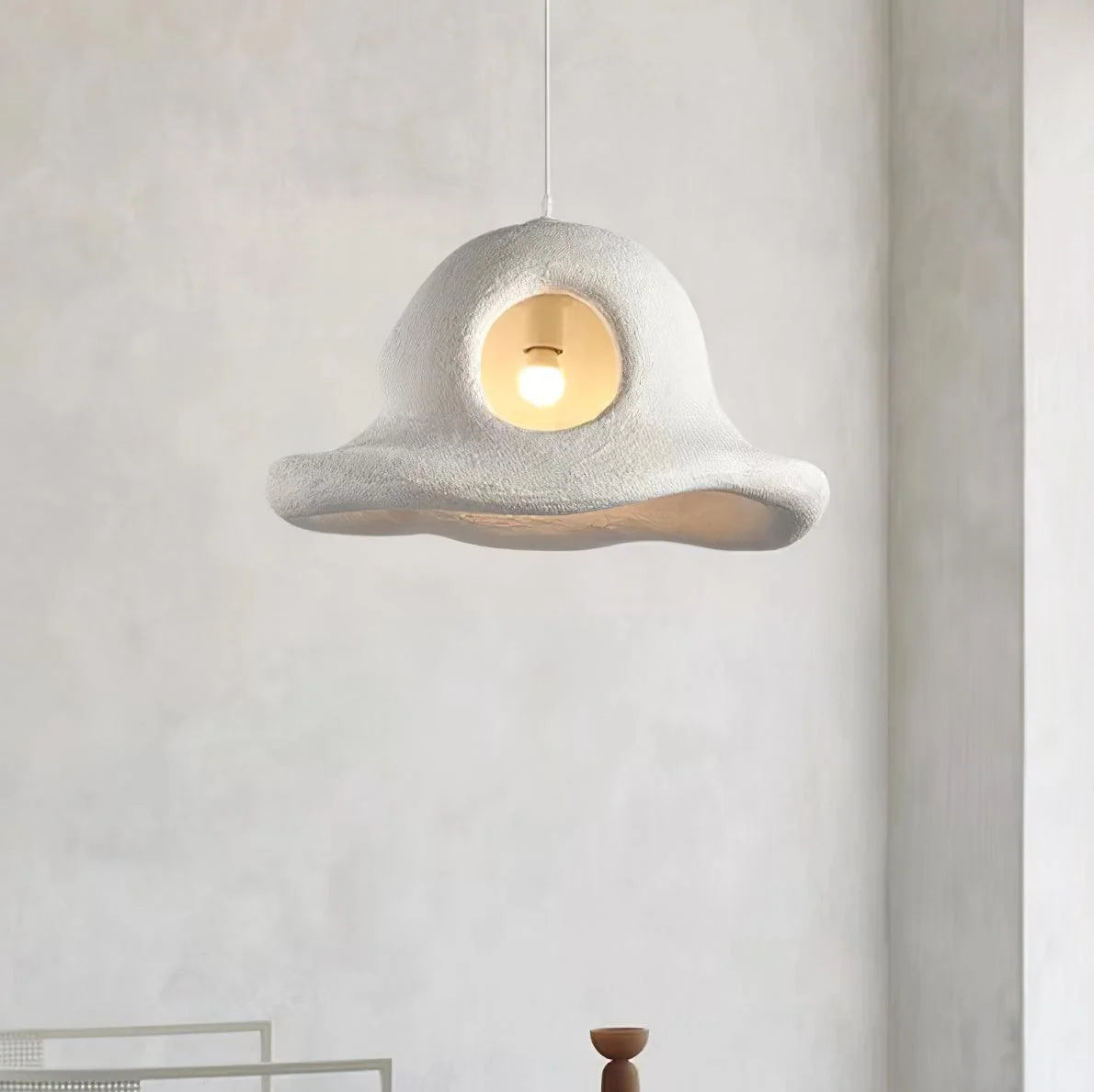 Pendant Light | Hat-Shaped White & Metal Accents | E26/E27 Base