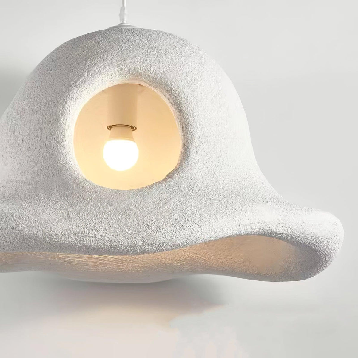 Pendant Light | Hat-Shaped White & Metal Accents | E26/E27 Base