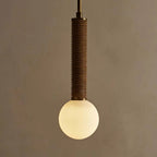 Pendant Light | Leather Strap & White Glass Shade | 12 cm Diameter