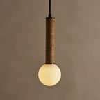 Pendant Light | Leather Strap & White Glass Shade | 12 cm Diameter