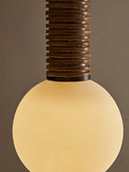 Pendant Light | Leather Strap & White Glass Shade | 12 cm Diameter