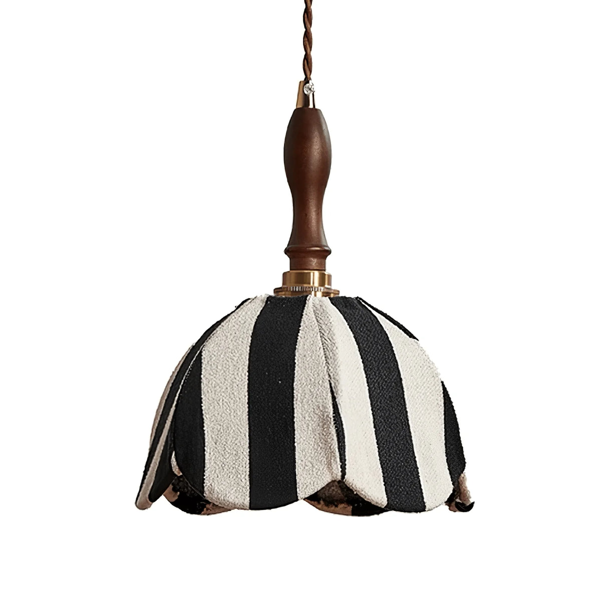 Pendant Light | Marble Stripe Fabric Shade & Metal Frame | 59 In Adjustable Cable