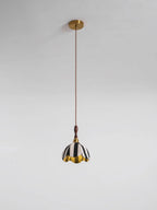 Pendant Light | Marble Stripe Fabric Shade & Metal Frame | 59 In Adjustable Cable