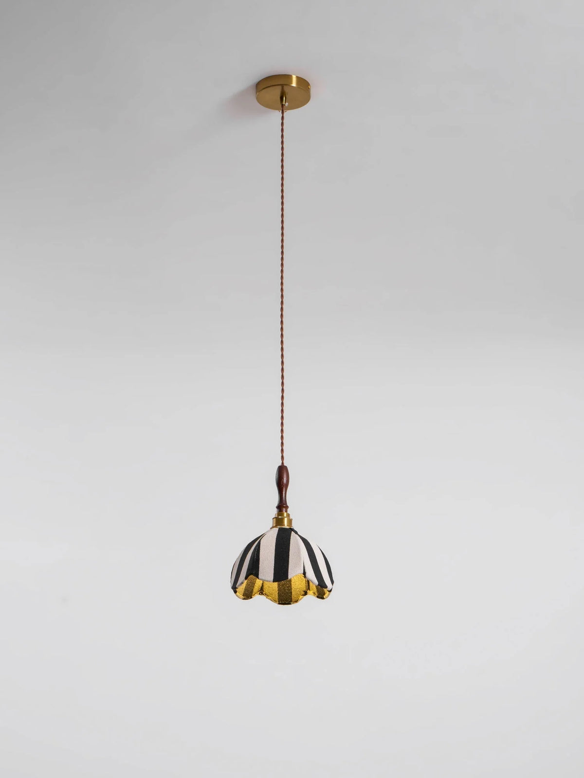 Pendant Light | Marble Stripe Fabric Shade & Metal Frame | 59 In Adjustable Cable