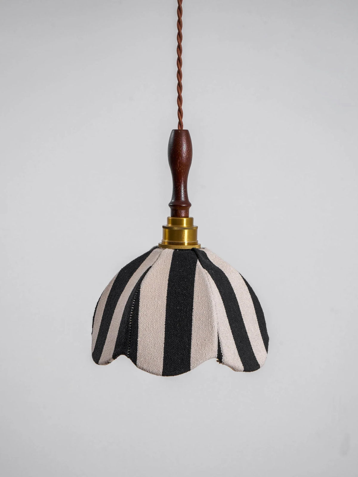 Pendant Light | Marble Stripe Fabric Shade & Metal Frame | 59 In Adjustable Cable