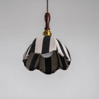 Pendant Light | Marble Stripe Fabric Shade & Metal Frame | 59 In Adjustable Cable
