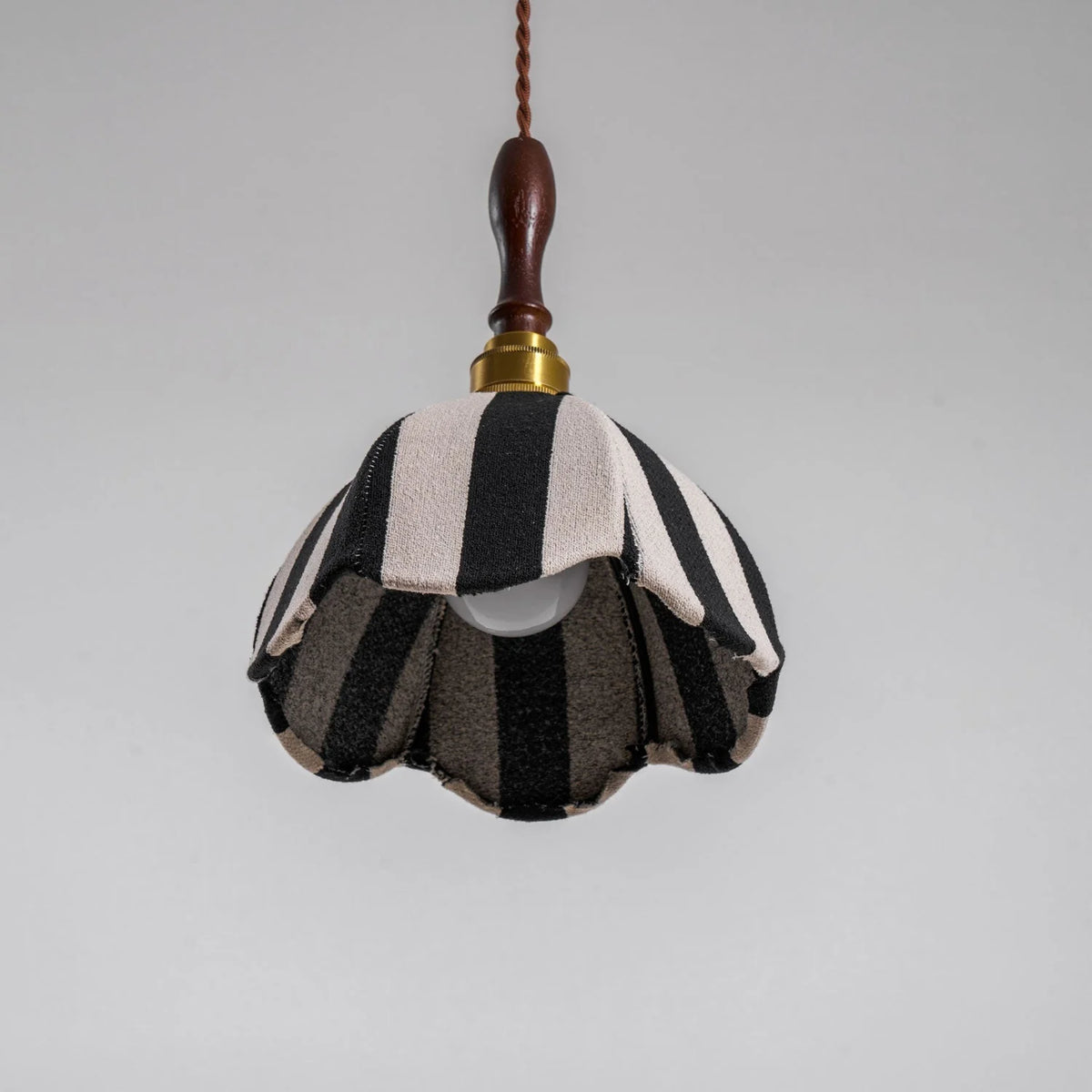 Pendant Light | Marble Stripe Fabric Shade & Metal Frame | 59 In Adjustable Cable