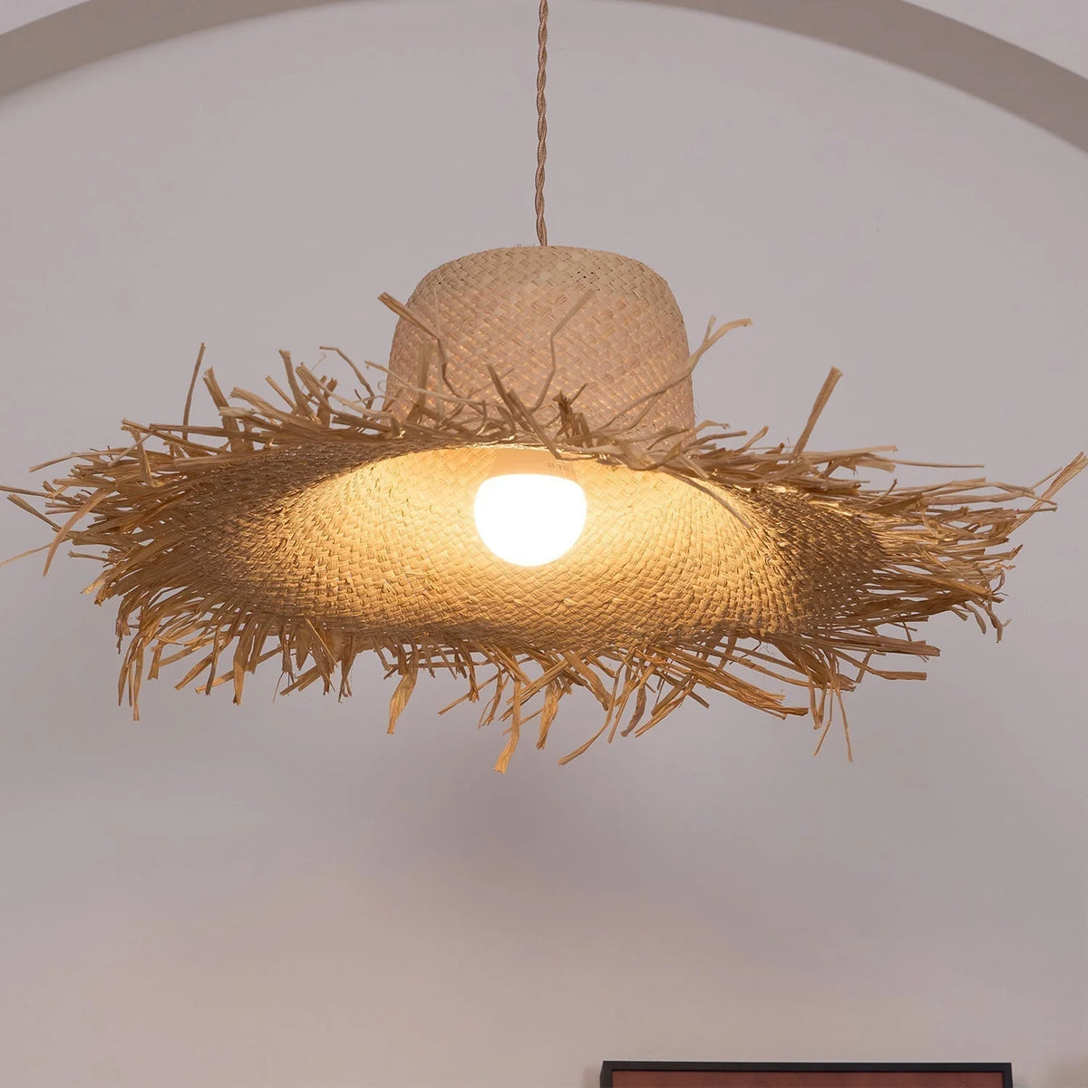 Pendant Light | Natural Rattan Shade & Adjustable Height | 150 cm Cable