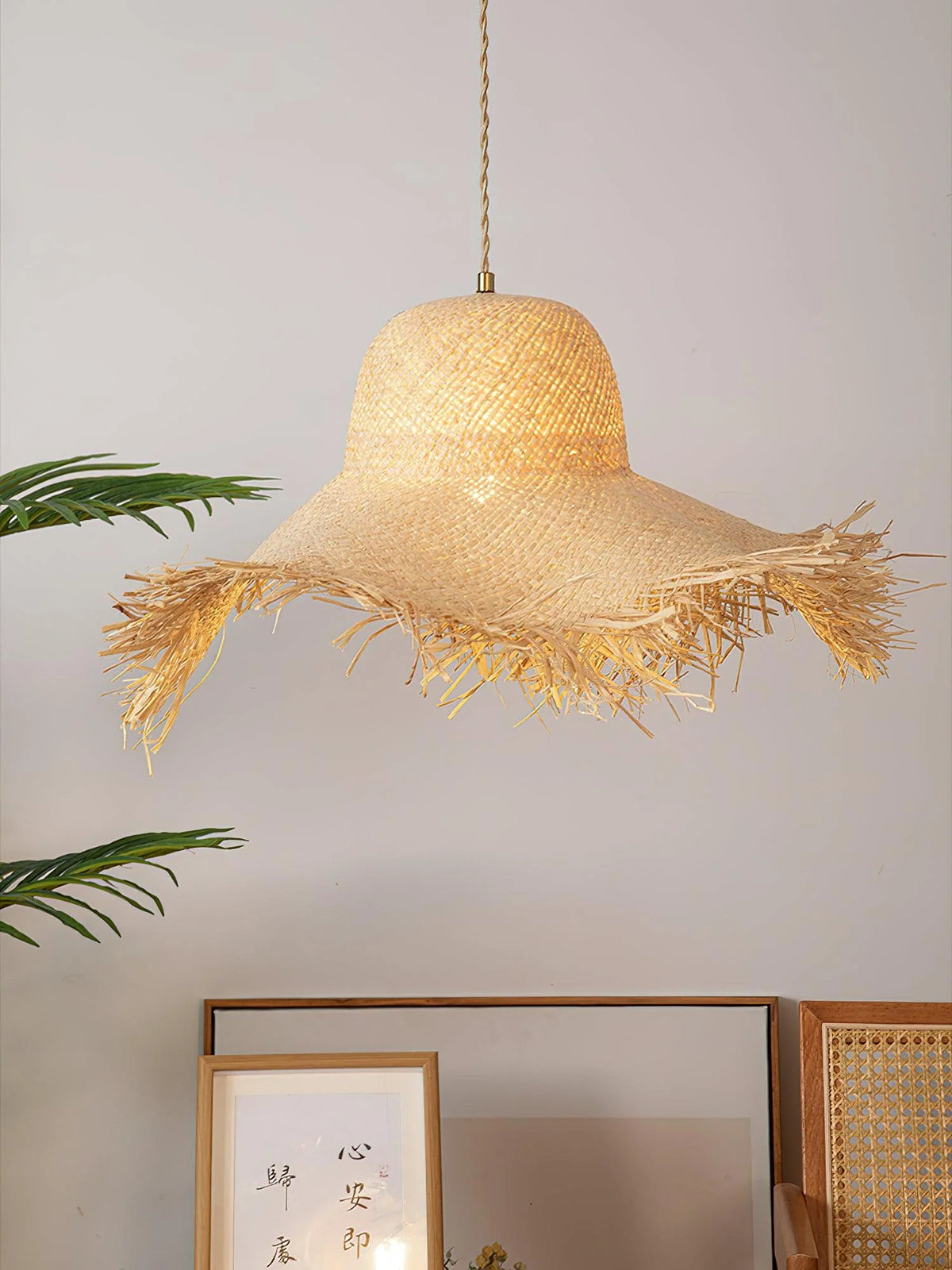Pendant Light | Natural Rattan Shade & Adjustable Height | 150 cm Cable