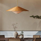 Pendant Light | Natural Rattan Shade & Gold Frame | Adjustable Hanging Rod