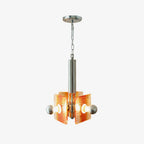 Pendant Light | Orange Glass Shade & Chrome Iron Frame | 50 cm Chain
