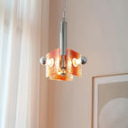 Pendant Light | Orange Glass Shade & Chrome Iron Frame | 50 cm Chain