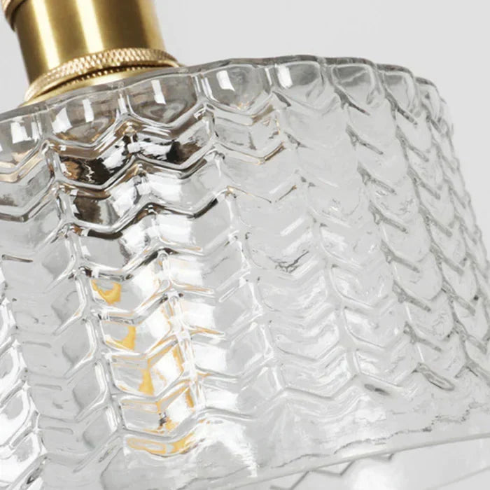 Pendant Light | Ribbed Glass & Brass Finish | Adjustable Cable
