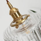 Pendant Light | Ribbed Glass & Brass Finish | Adjustable Cable