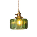 Pendant Light | Ribbed Glass & Brass Finish | Adjustable Cable