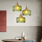 Pendant Light | Ribbed Glass & Brass Finish | Adjustable Cable