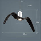 Pendant Light | Seagull-Inspired Bird-Wing & Resin | 39 x 12 cm