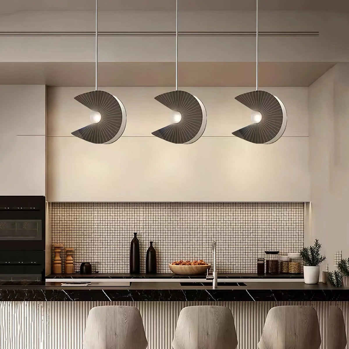 Pendant Light | Shell Design & Integrated LED | Black