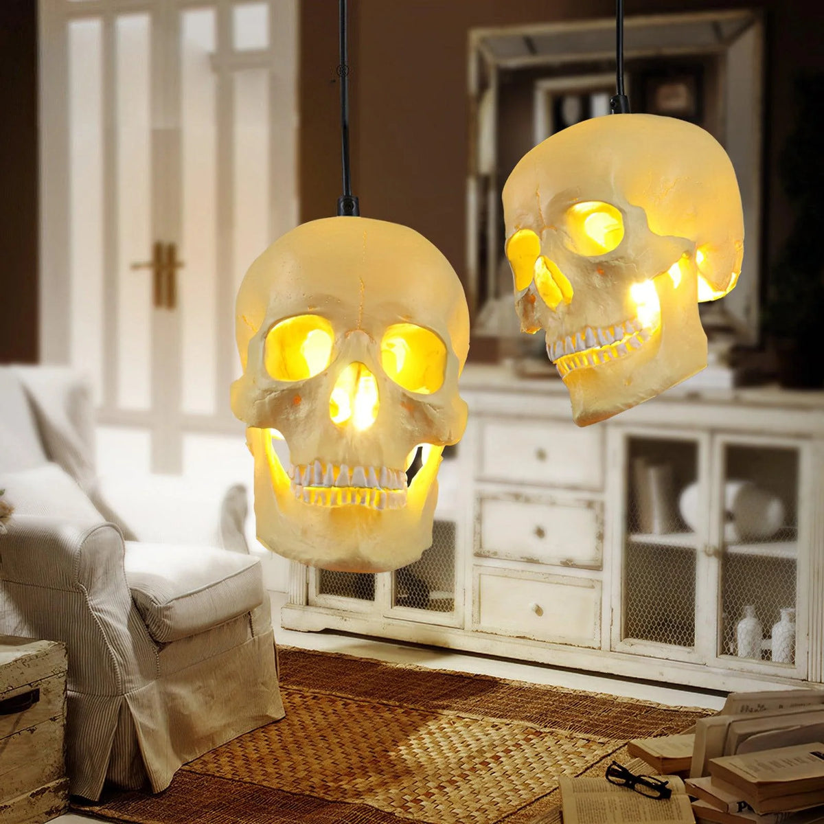 Pendant Light | Skull Design Resin & Metal | 150 cm Adjustable Cable
