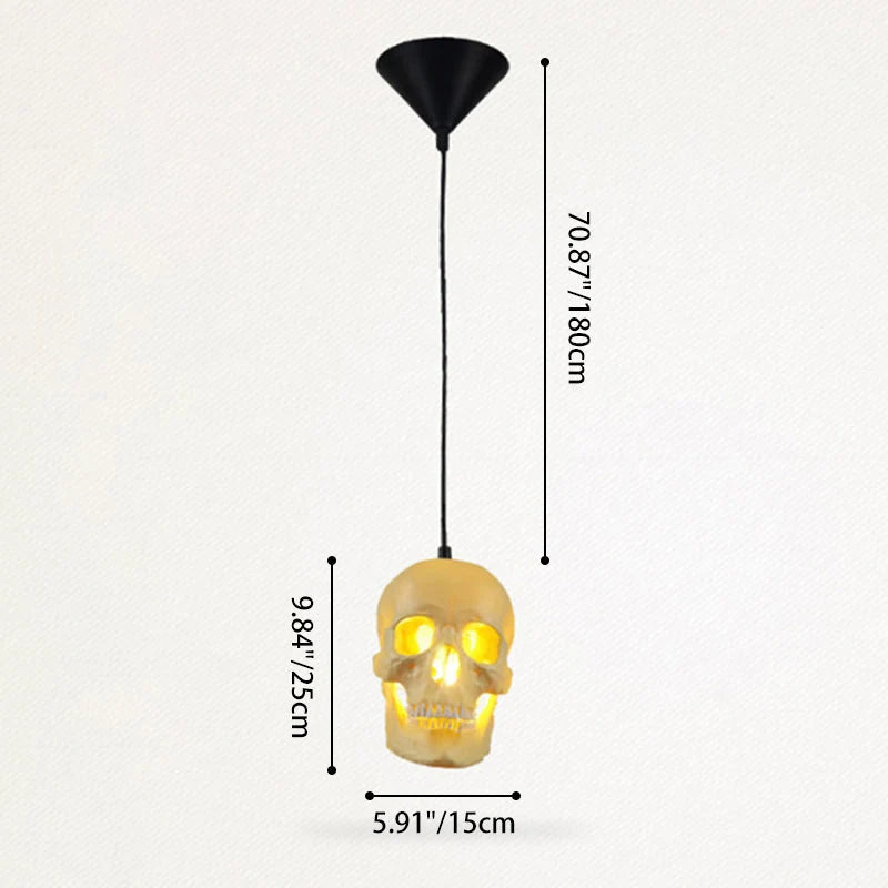 Pendant Light | Skull Resin Shade & Iron Fittings | 180 cm Cord
