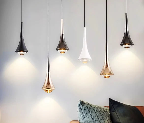 Pendant Light | Teardrop Glass & Aluminum | 3-Color Adjustable LED